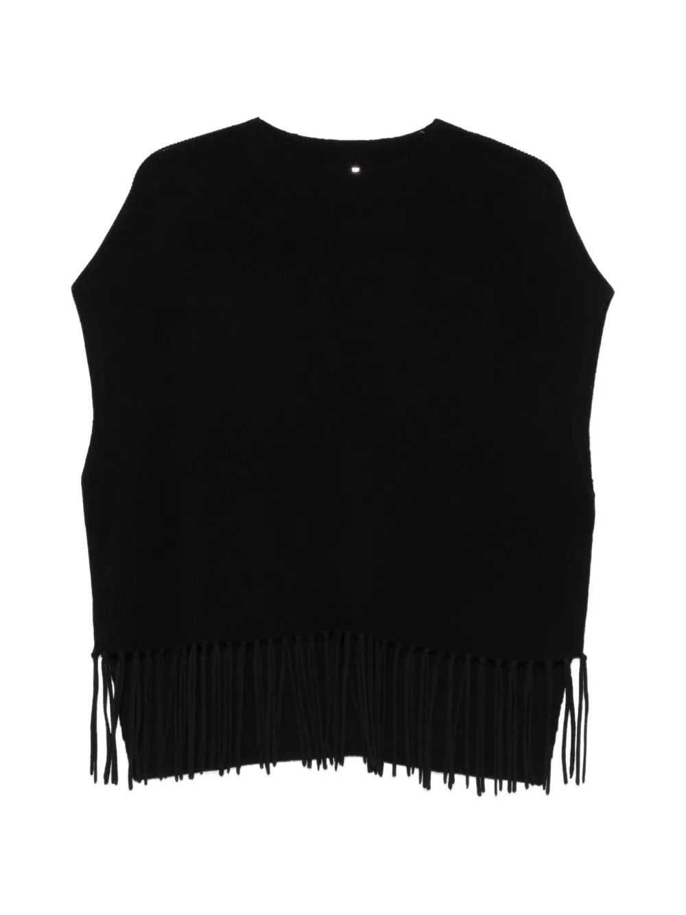 Patrizia Pepe fringe-trimmed poncho - Schwarz