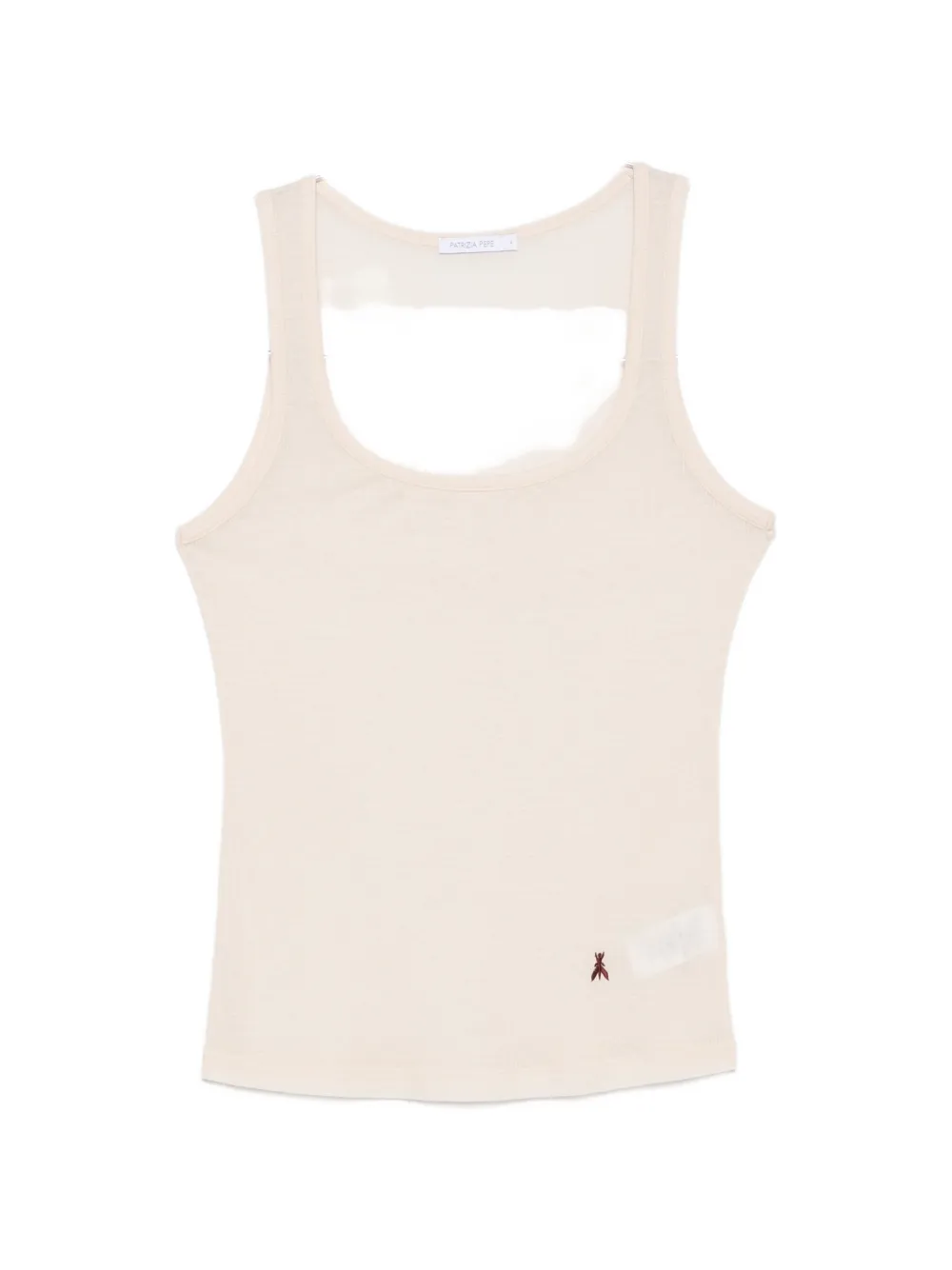 Patrizia Pepe Ribbed Logo-embroidered Tank Top In Neutral