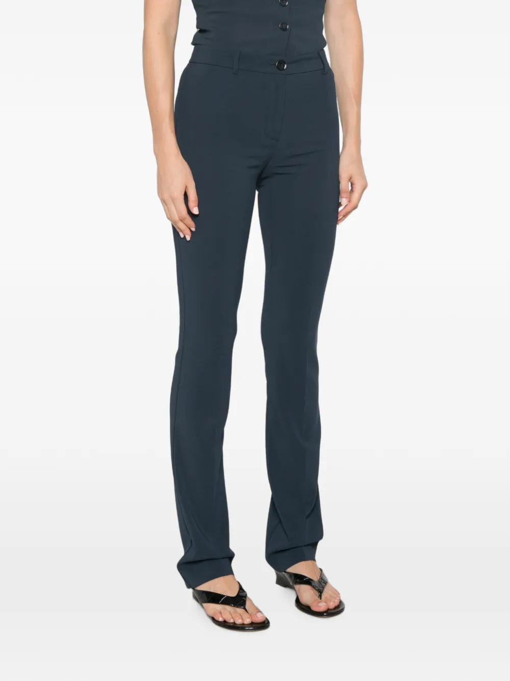Patrizia Pepe Slim-fit broek met knoopsluiting Blauw