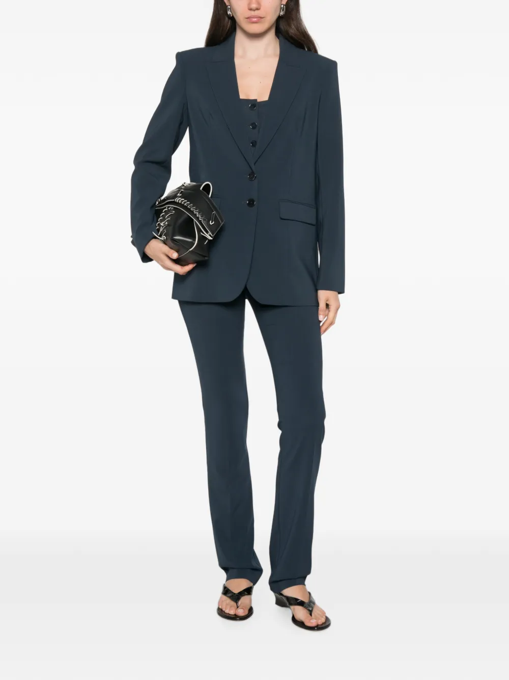 Patrizia Pepe Slim-fit broek met knoopsluiting Blauw