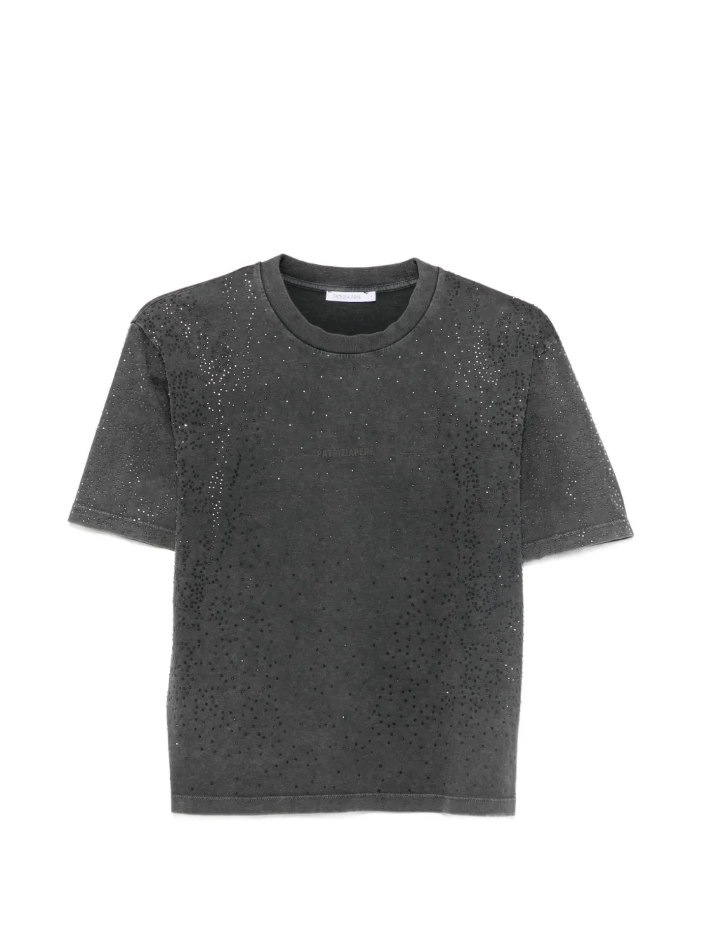 Patrizia Pepe Acid-Wash-T-Shirt mit Strass - Grau