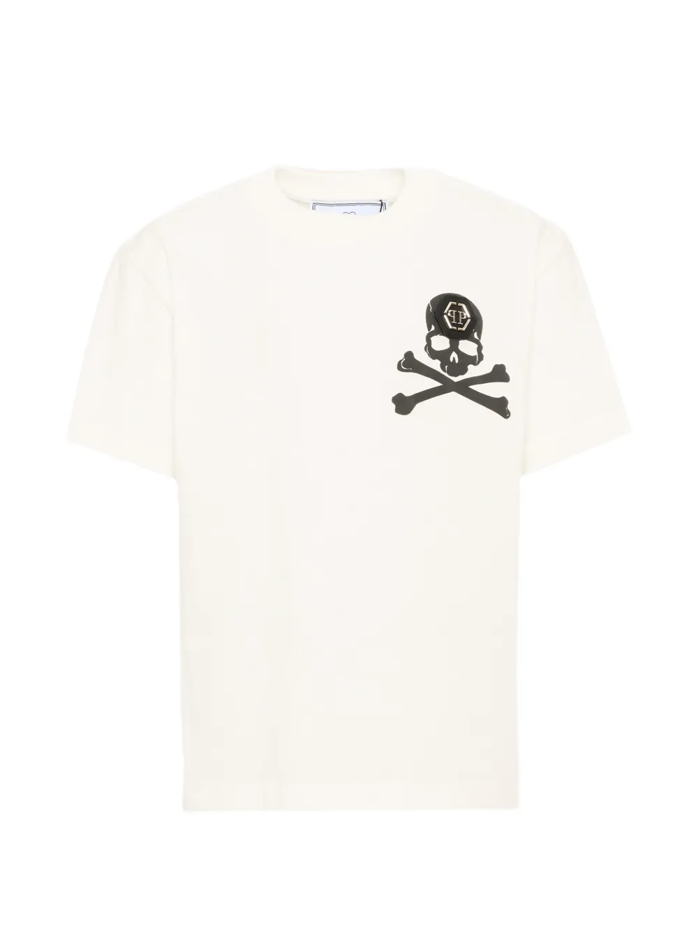 Philipp Plein Junior Skull-print logo-plaque T-shirt - Toni neutri
