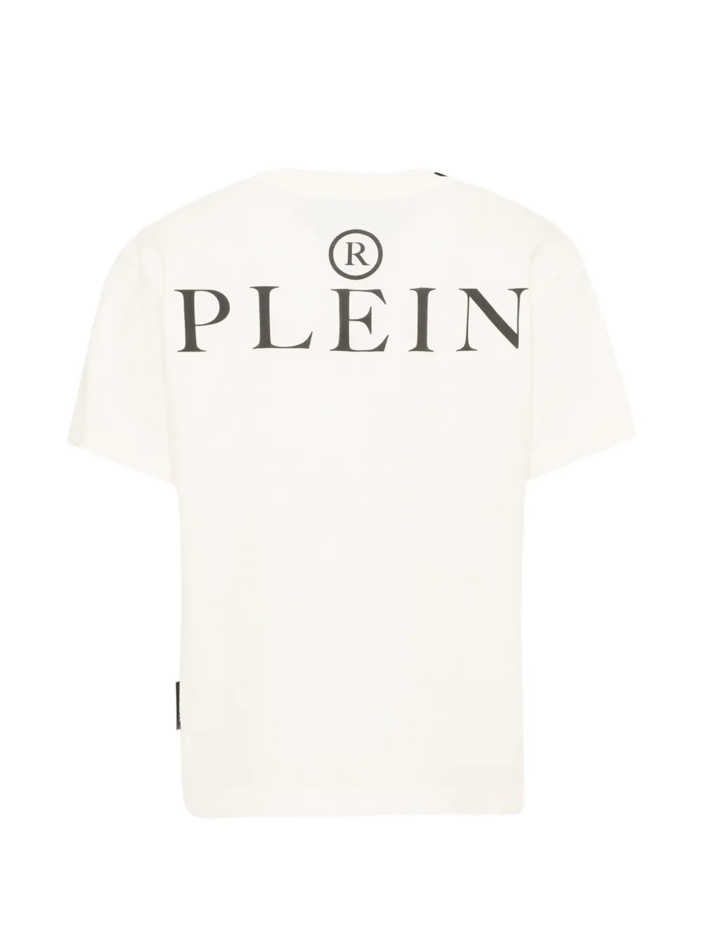 Philipp Plein Junior T-shirt met doodskopprint en logoplakkaat Beige