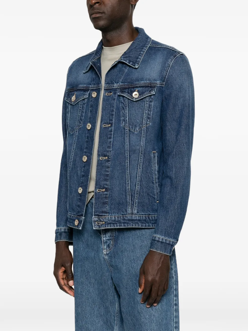 Eleventy button-fastening denim jacket Blauw