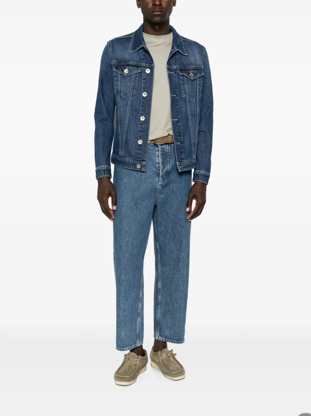Eleventy button-fastening denim jacket Blauw