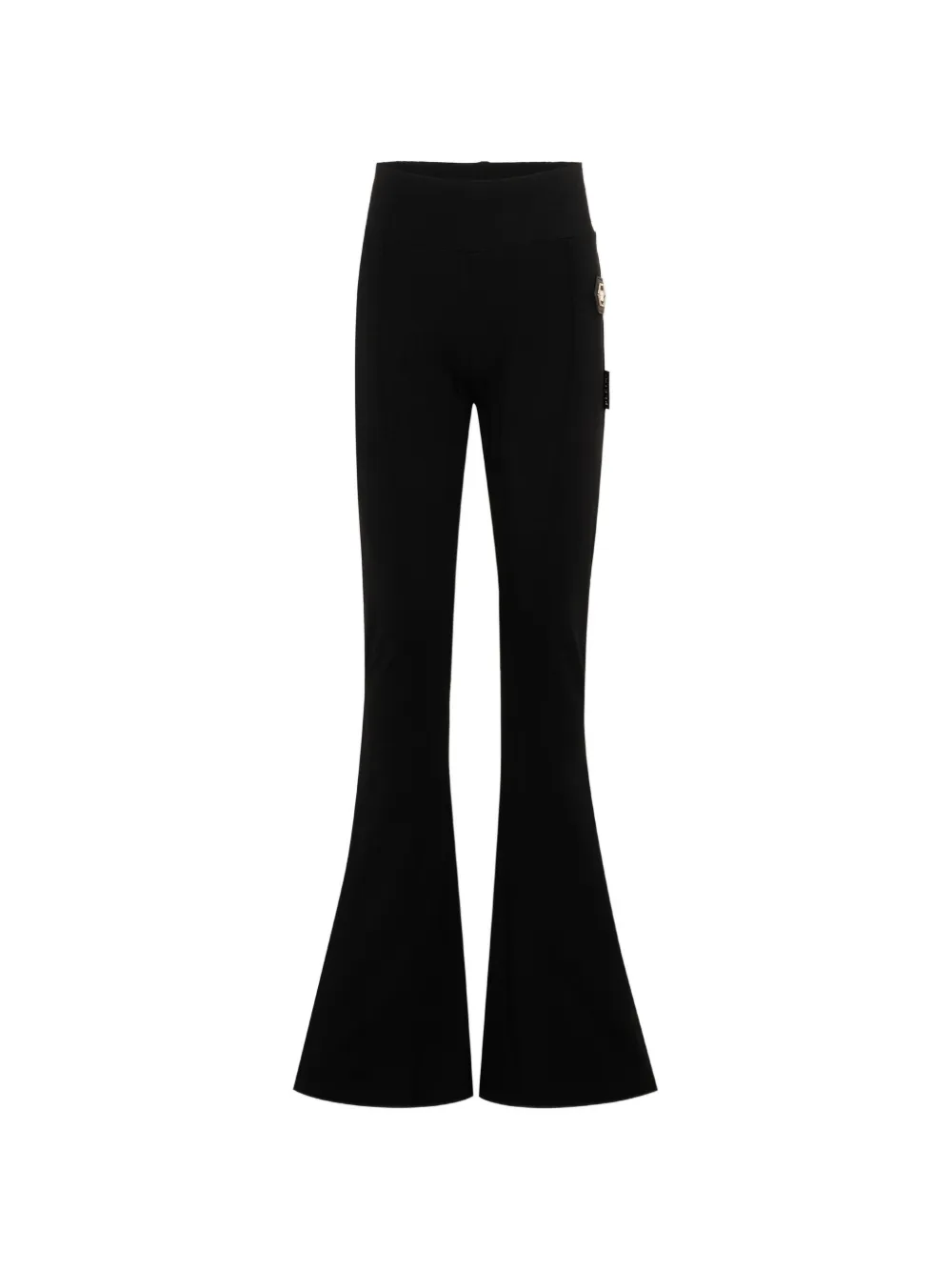 Philipp Plein Junior logo-plaque flared trousers - Nero