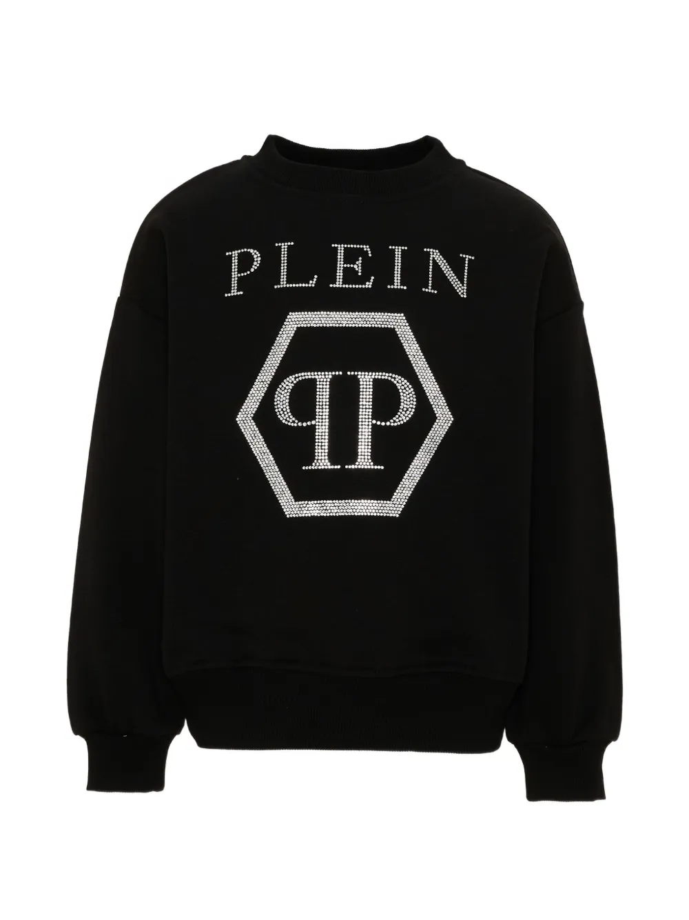 Philipp Plein Junior rhinestone-embellished logo-print sweatshirt - Nero