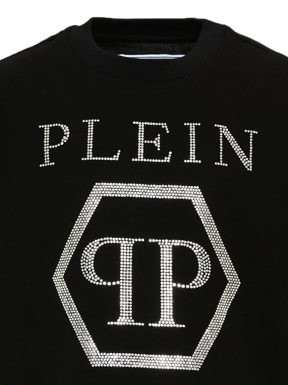 Philipp Plein Junior T-shirt met logo van stras Zwart
