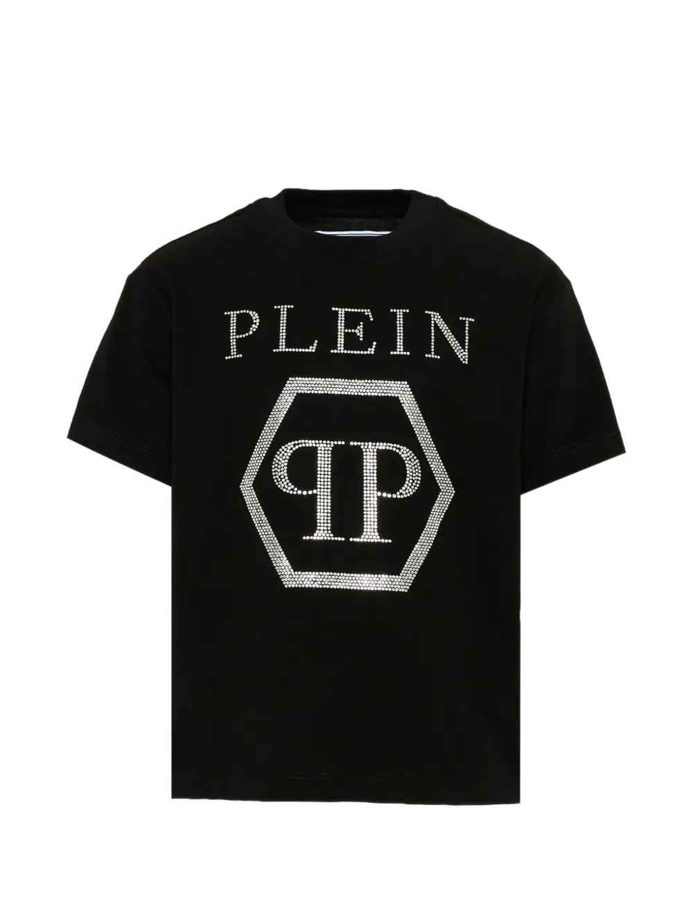Philipp Plein Junior rhinestone-logo T-shirt - Nero