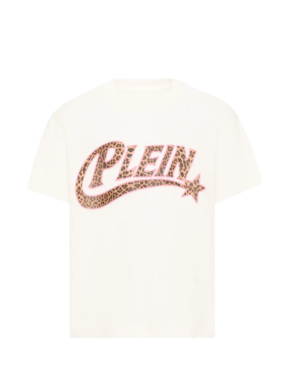 Philipp Plein Junior leopard-print logo-patch T-shirt - Toni neutri
