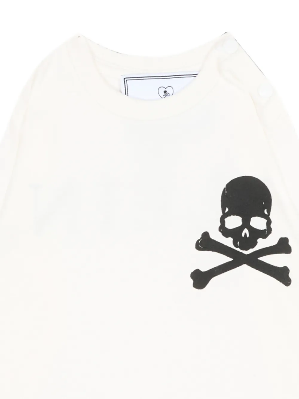 Philipp Plein Junior T-shirt met doodskoppatroon en logoprint Beige