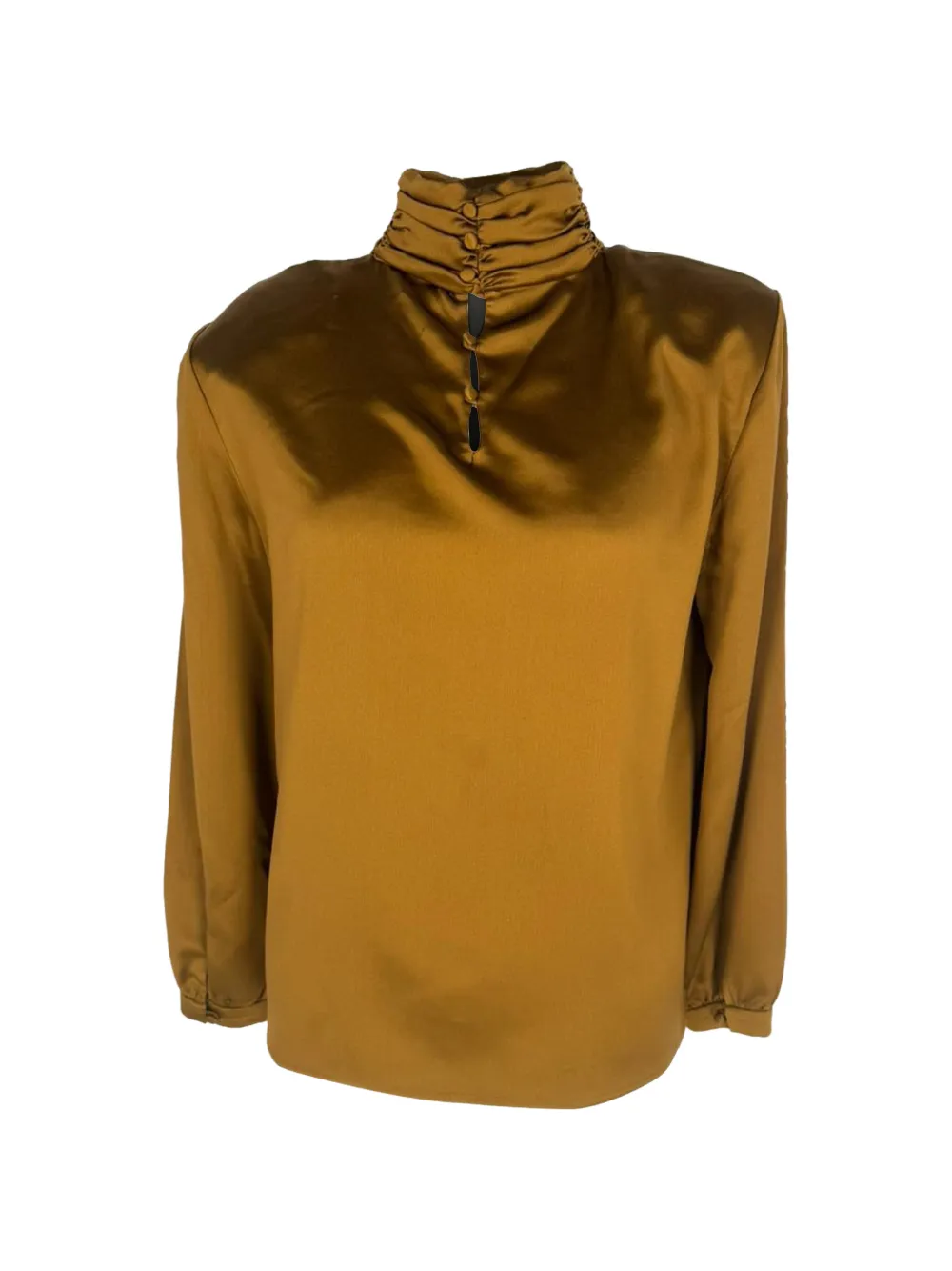 Saint Laurent Pre-Owned padded-shoulder silk blouse - Marrone