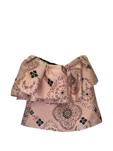 Dries Van Noten Pre-Owned top strapless con volante