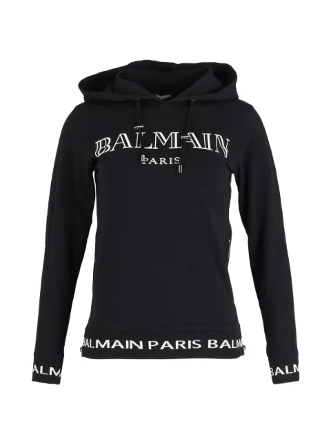 Balmain Pre-Owned logo-print zip-detail hoodie
