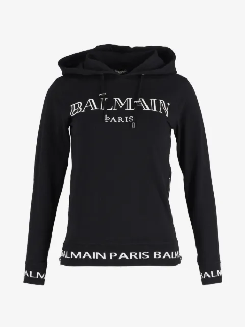 Balmain Pre-Owned logo-print zip-detail hoodie