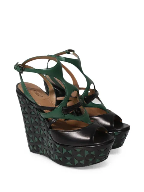 Alaïa Pre-Owned Laser-Cut Basket Weave wedge sandals