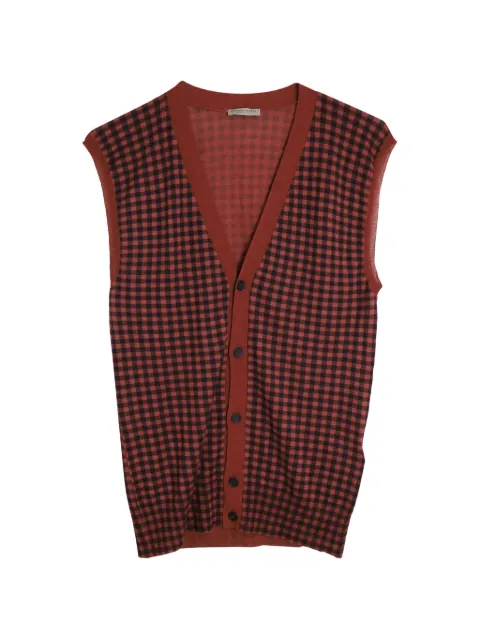 Bottega Veneta Pre-Owned gingham-check cardigan vest
