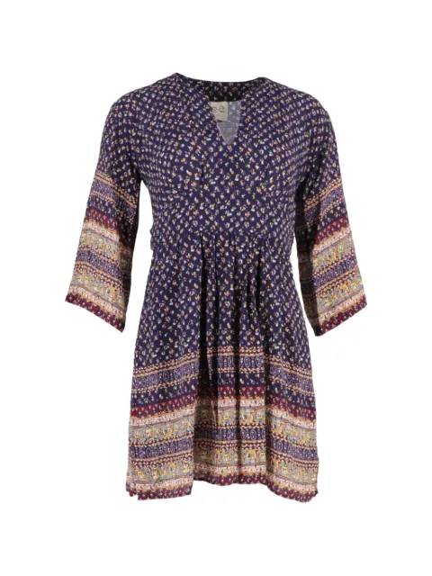 Sea printed V-neck mini dress