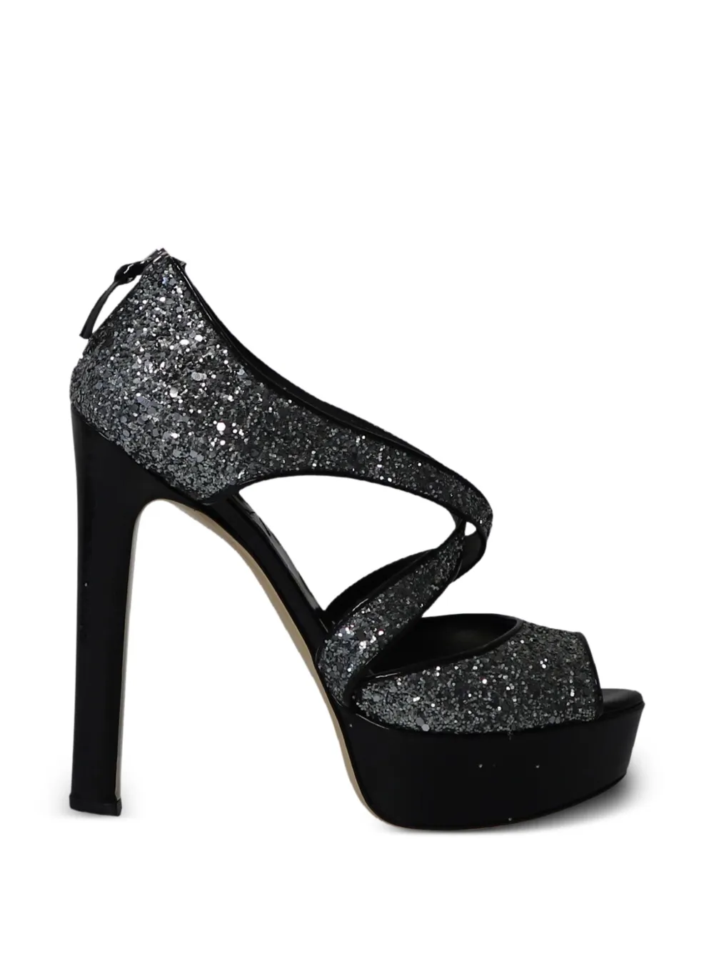 Miu Miu Pre-Owned glitter criss-cross platform sandals - Silber