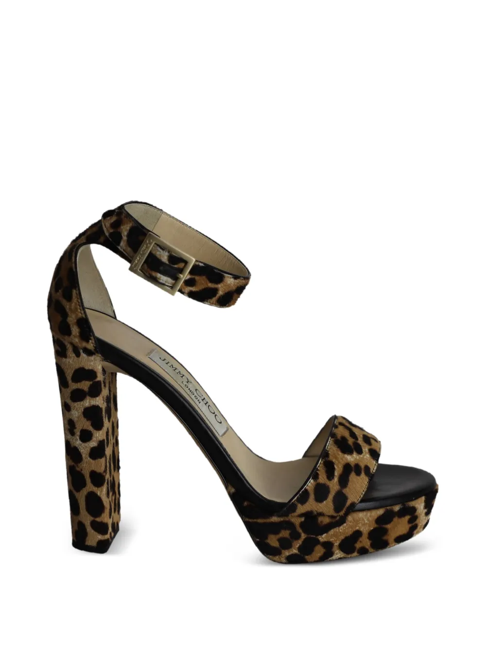 Jimmy Choo Pre-Owned Holly animal-print platform sandals - Nude