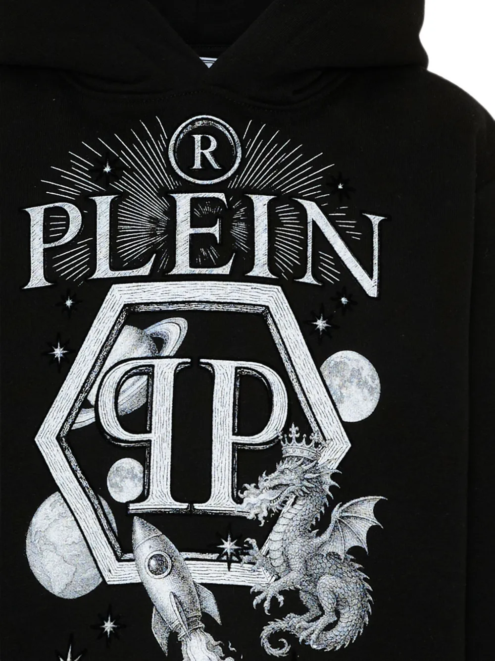 Philipp Plein Junior Hoodie met logopatch Zwart