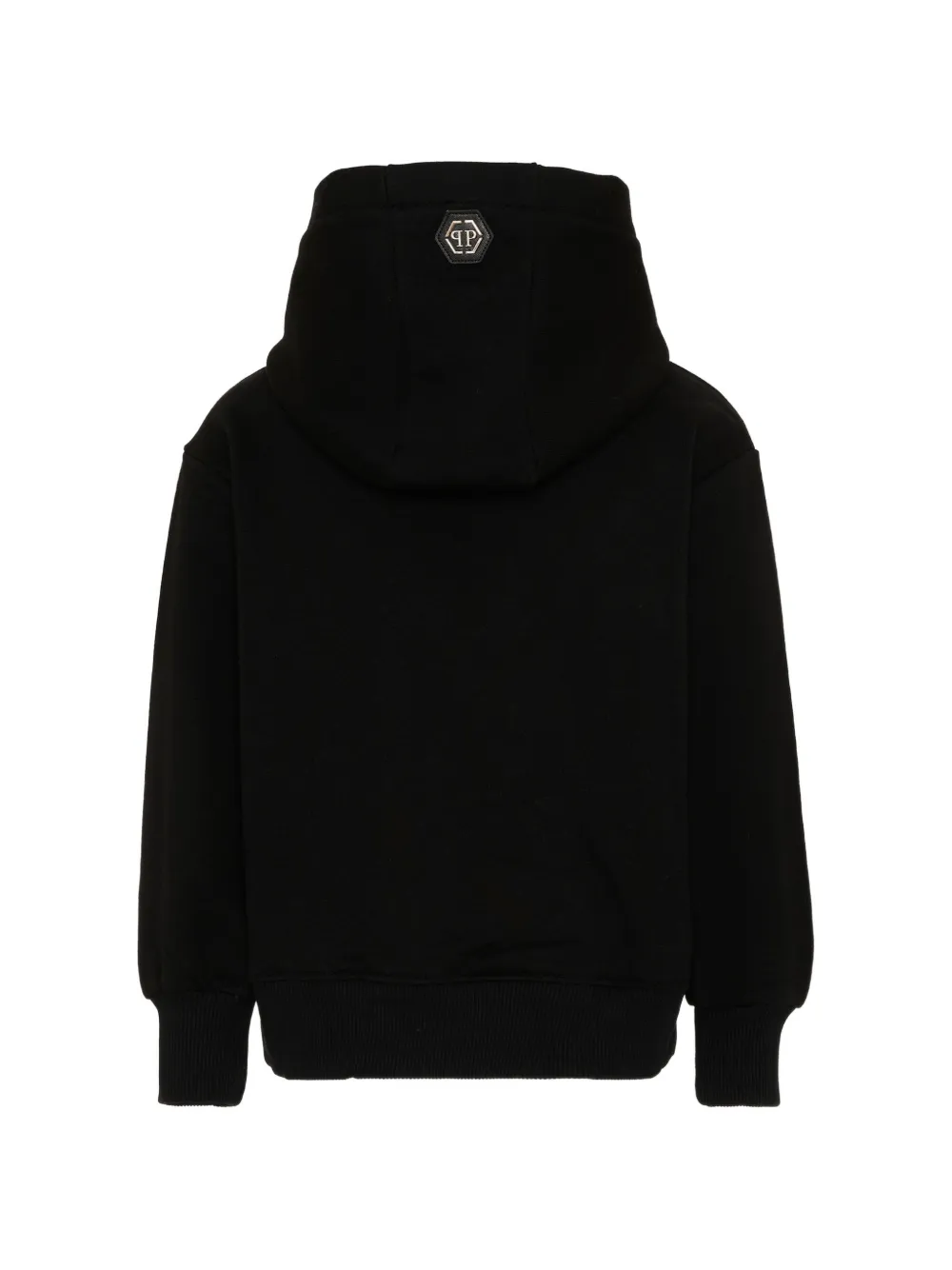 Philipp Plein Junior Hoodie met logopatch Zwart