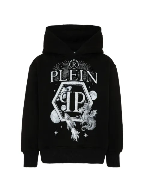 Philipp Plein Junior graphic-print logo-patch hoodie