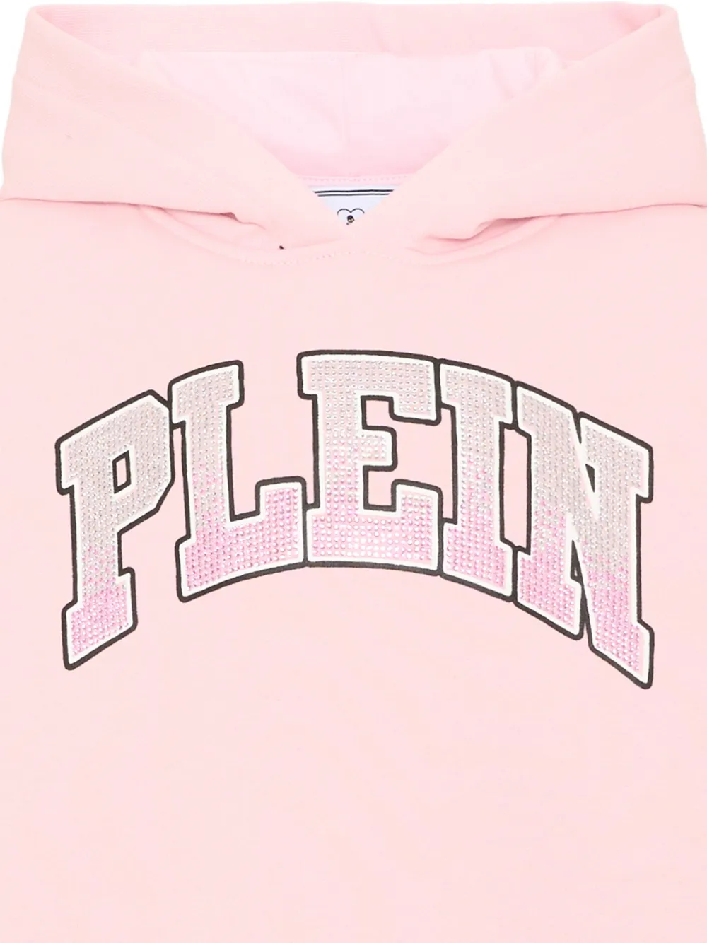 Philipp Plein Junior Hoodie met logo van stras Roze
