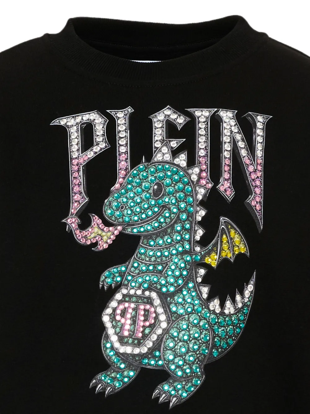 Philipp Plein Junior Sweater verfraaid met kristallen logoprint Zwart