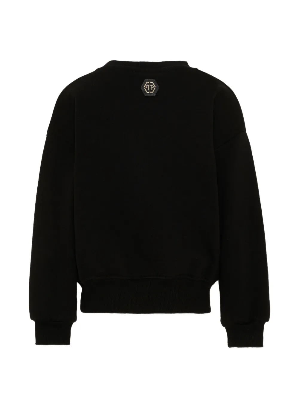 Philipp Plein Junior Sweater verfraaid met kristallen logoprint Zwart