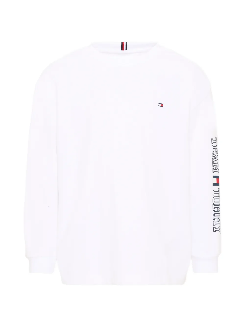 Tommy Hilfiger Junior logo-embroidered long-sleeve T-shirt - Weiß