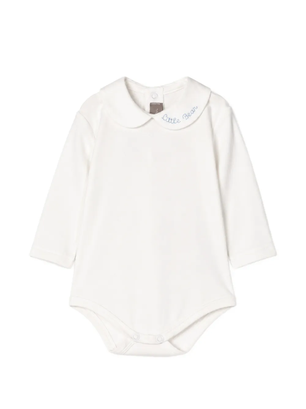 Little Bear embroidered Peter Pan collar bodysuit - Bianco