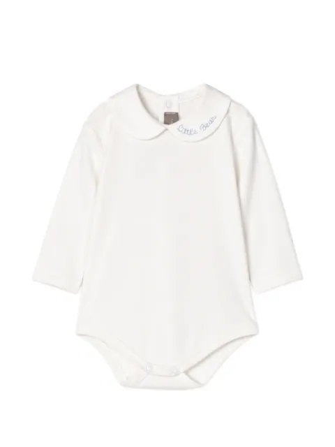 Little Bear embroidered Peter Pan collar bodysuit