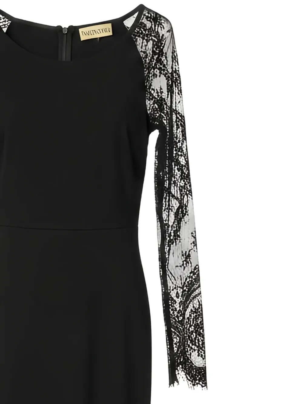 Valentino Garavani Maxi-jurk met kanten vlak en lange mouwen Zwart