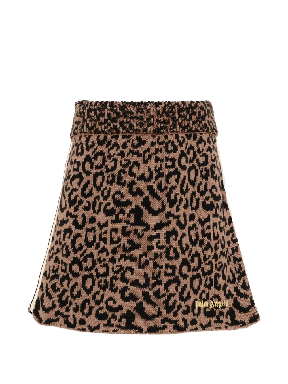 Palm Angels Kids leopard-print knitted skirt - Toni neutri