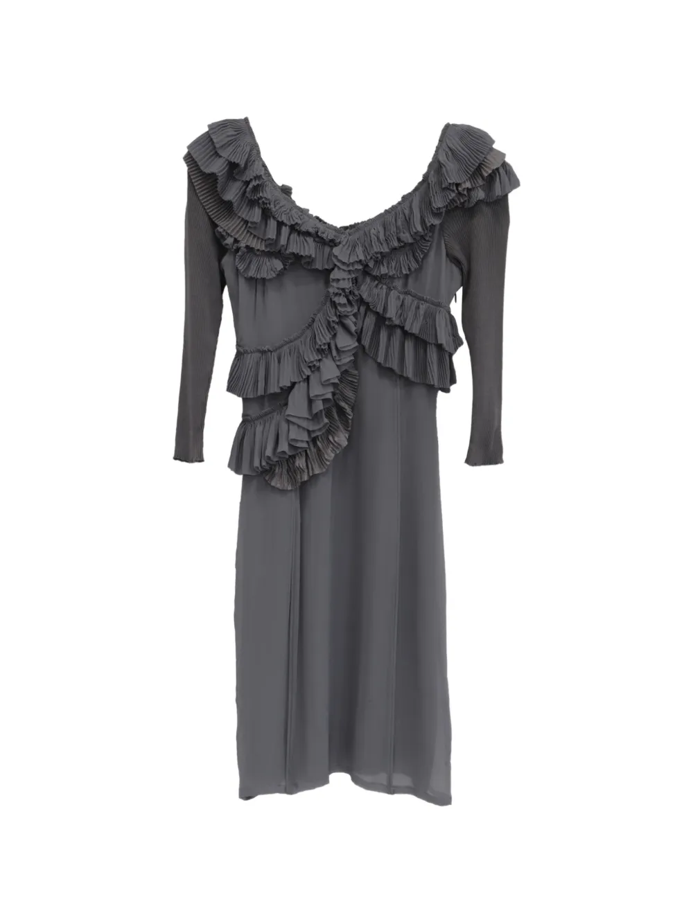 Burberry Pre-Owned ruffled silk dress - Grigio