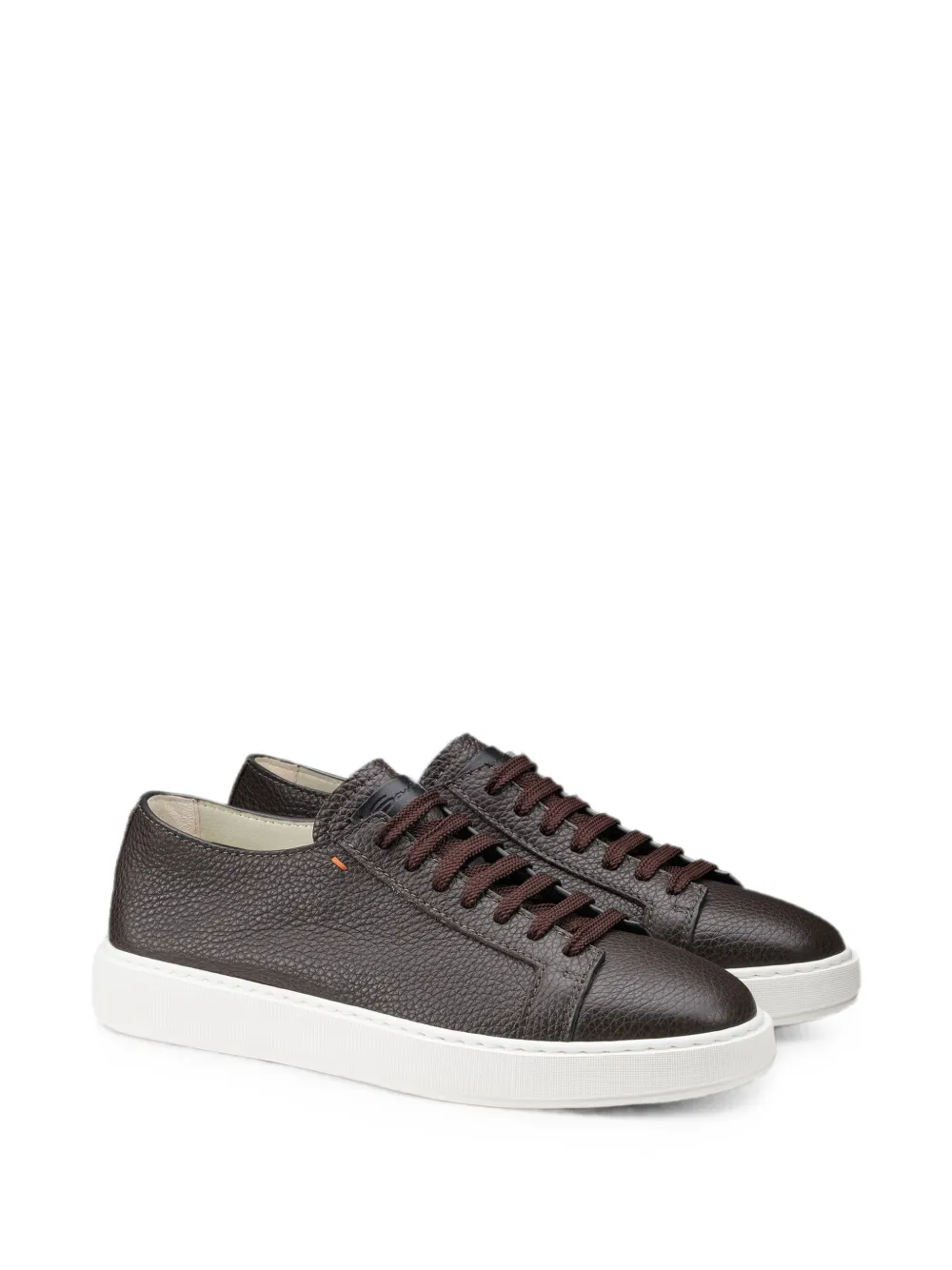 Santoni Clean Icon Mideuce grained-leather sneakers Bruin