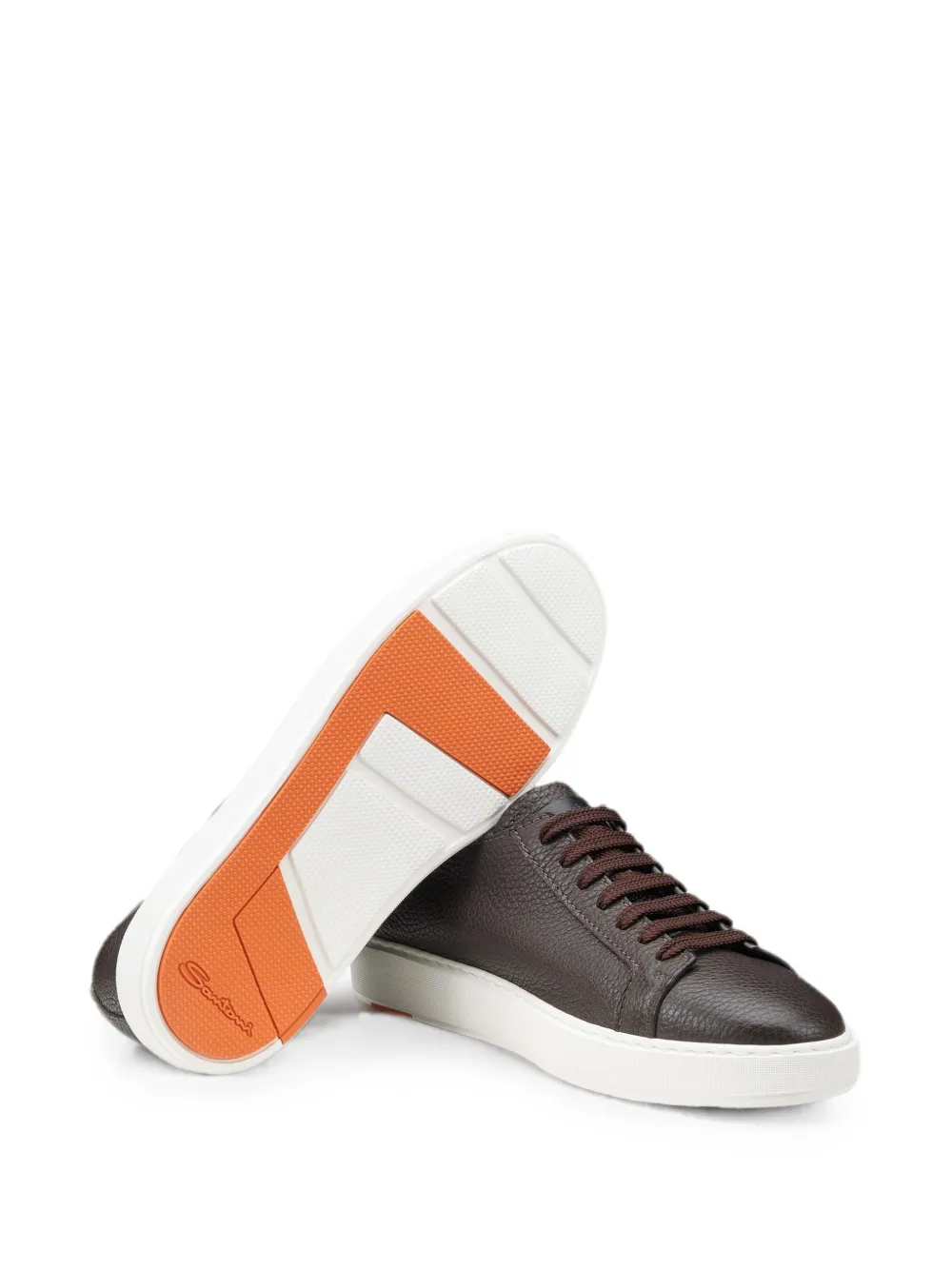Santoni Clean Icon Mideuce grained-leather sneakers Bruin