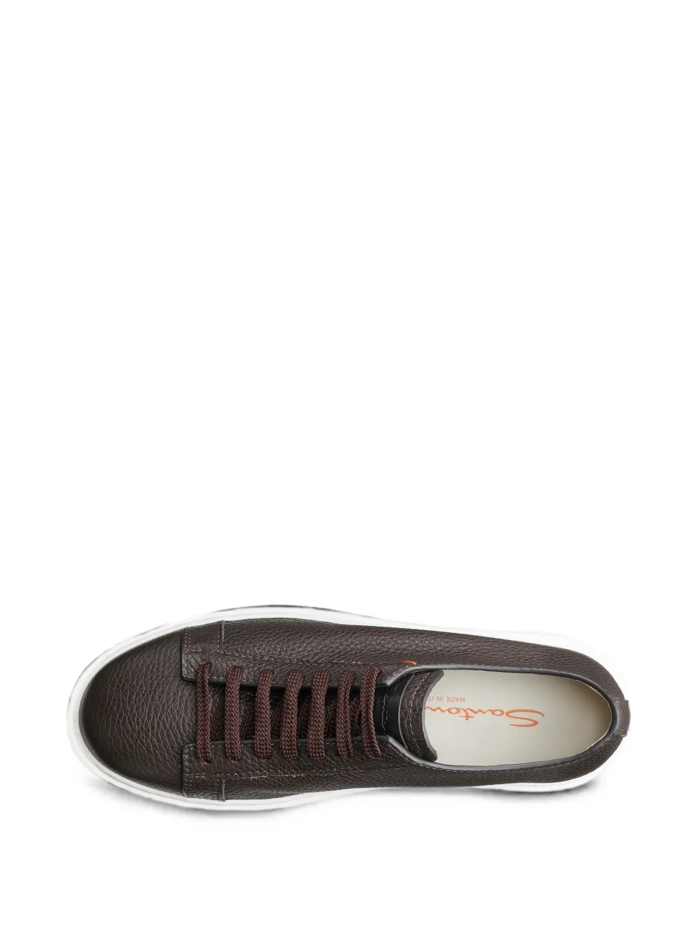 Santoni Clean Icon Mideuce grained-leather sneakers Bruin