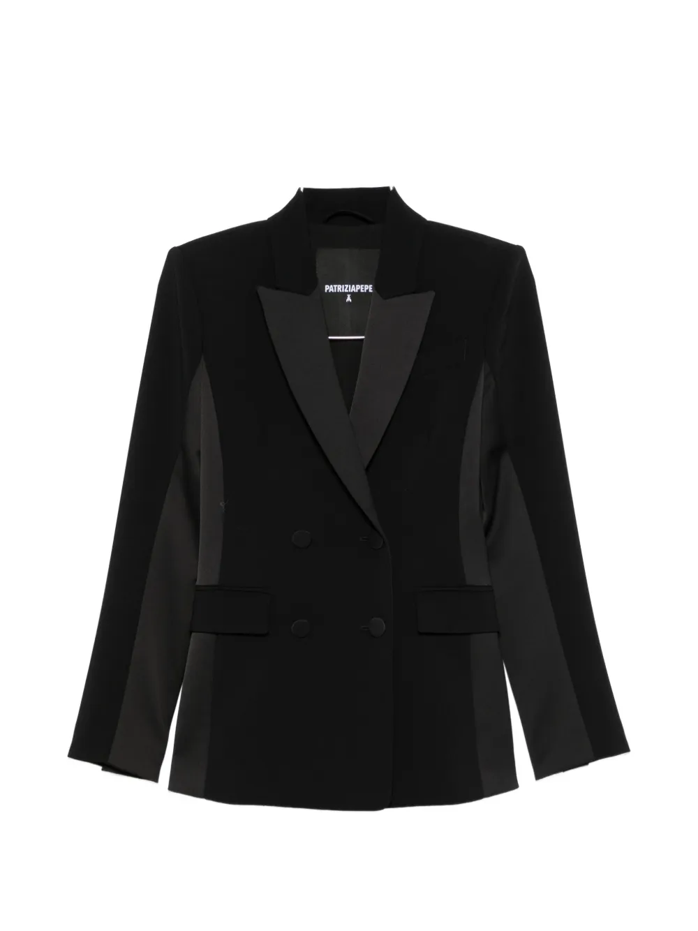 Patrizia Pepe Double-breasted Crepe Blazer In Black