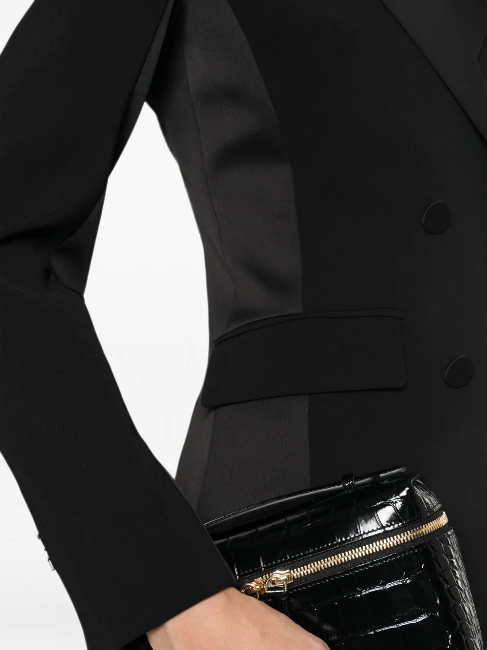 Patrizia Pepe Crêpe blazer met dubbele rij knopen Zwart