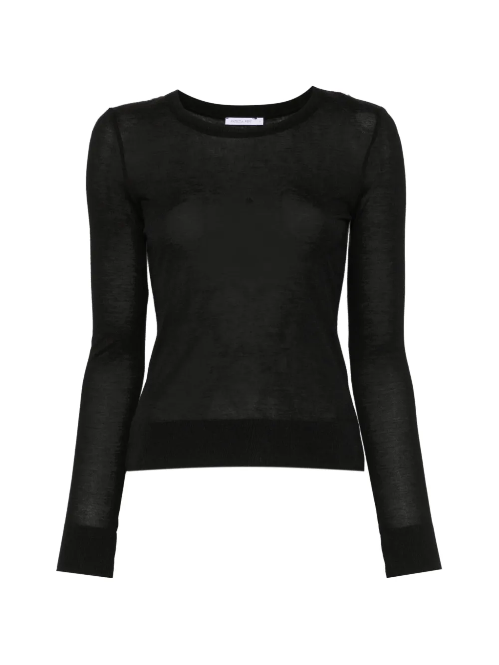 Patrizia Pepe semi-sheer long-sleeve top Zwart