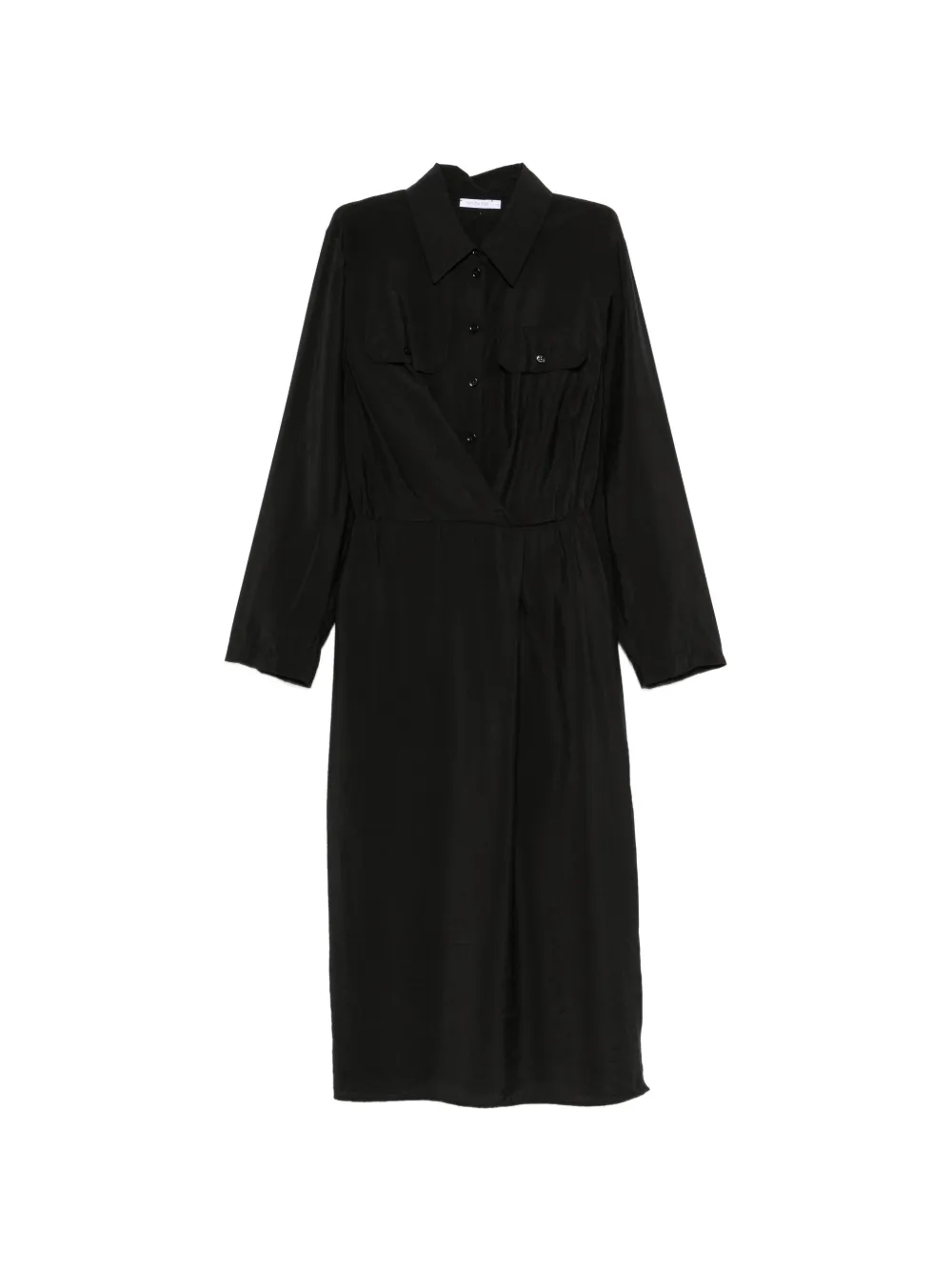 Patrizia Pepe long-sleeve shirt midi dress - Black