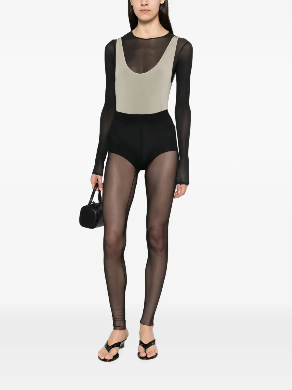 Patrizia Pepe Sheer Tulle Leggings In Black