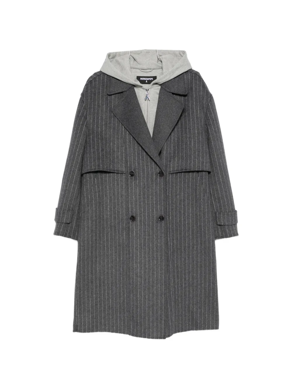 Patrizia Pepe Pinstripe Double-breasted Coat In Gray