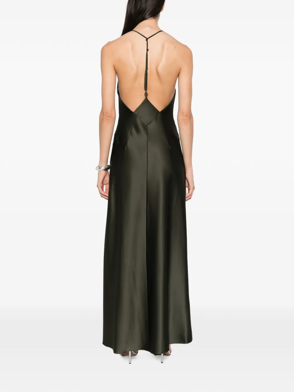 Patrizia Pepe satin halterneck dress Groen