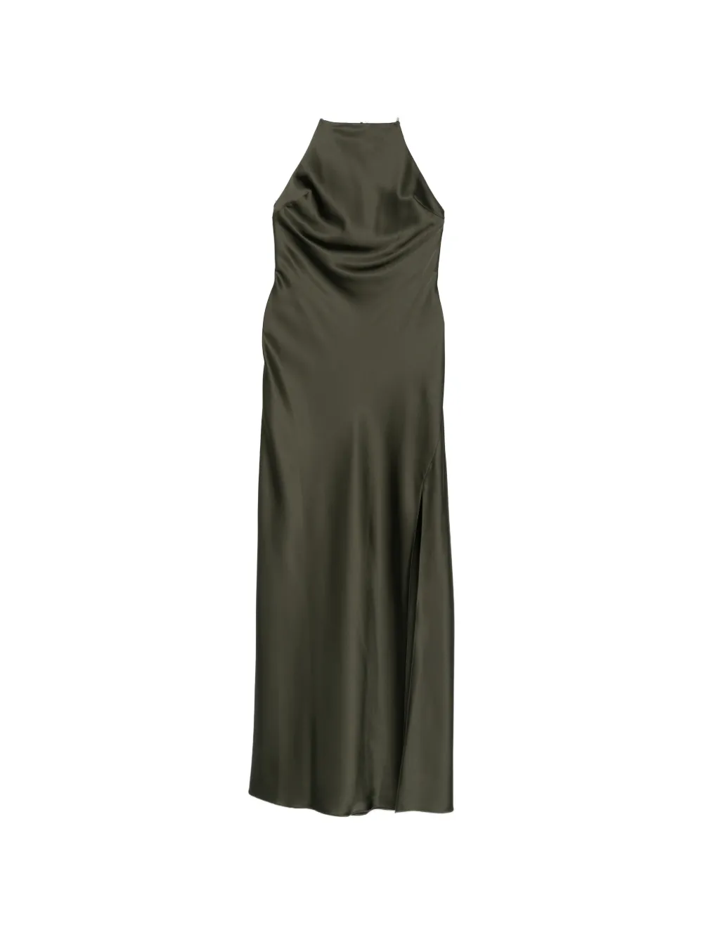 Patrizia Pepe Satin Halterneck Dress In Green