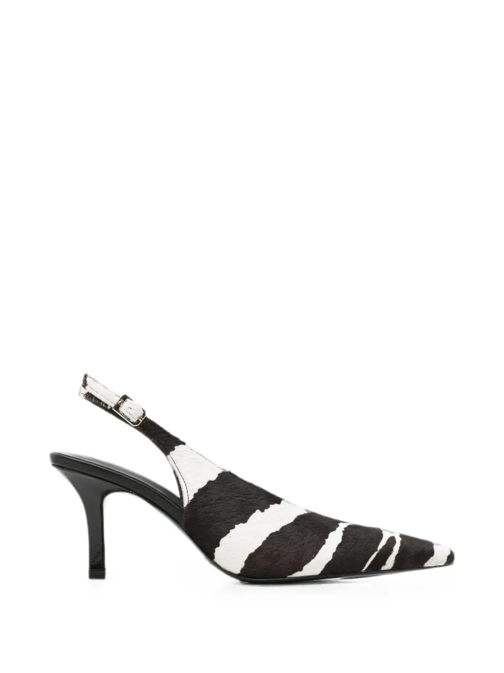 Patrizia Pepe zebra-print leather slingback pumps Zwart