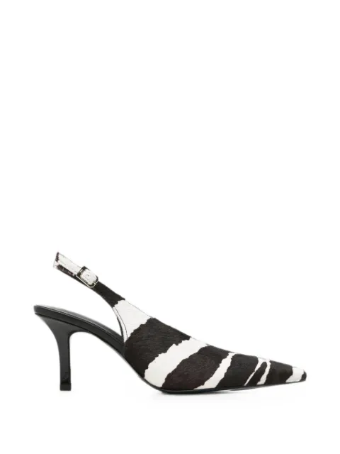 Patrizia Pepe zapatillas de piel con estampado de cebra y correa trasera
