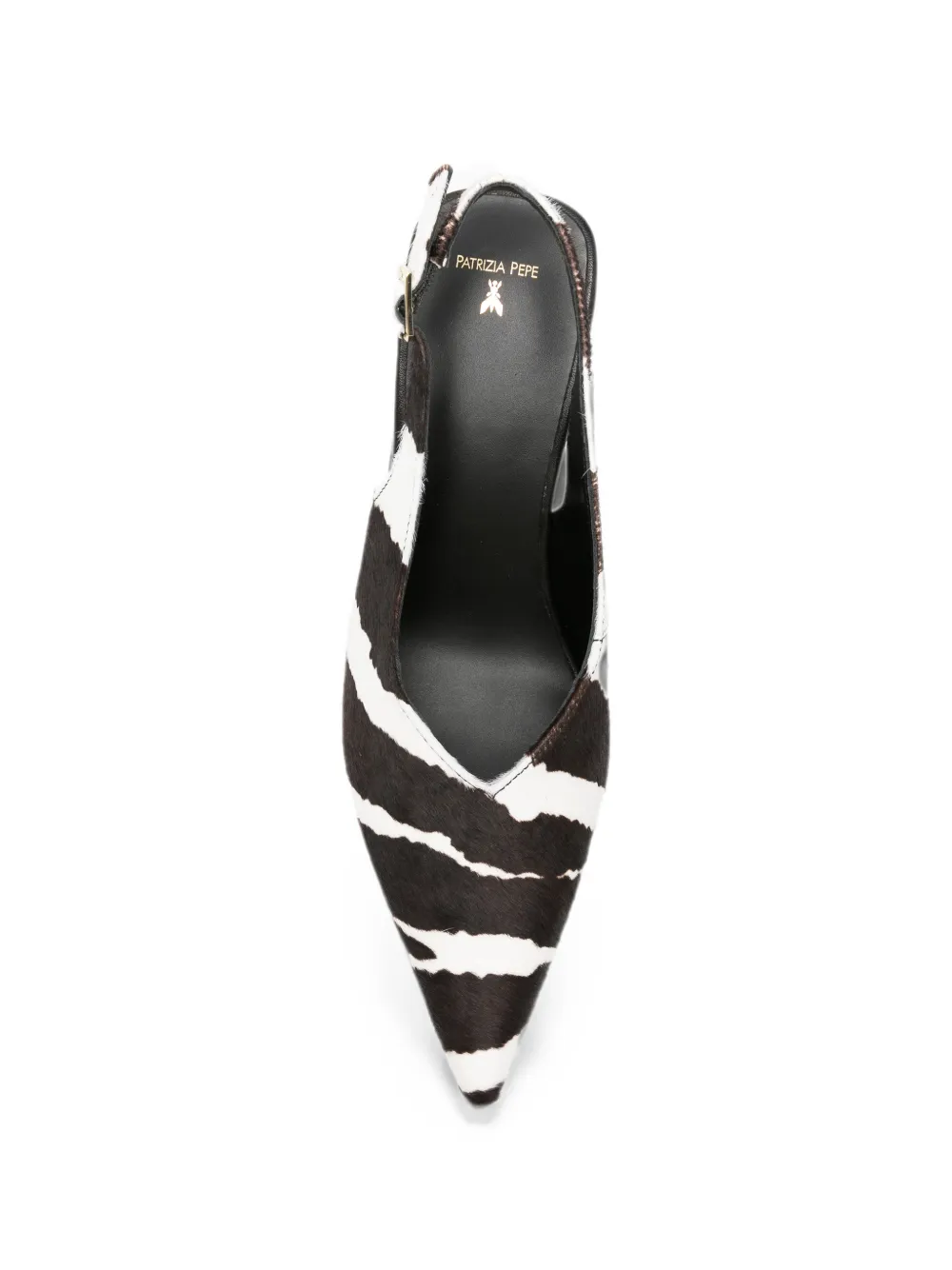Patrizia Pepe zebra-print leather slingback pumps Zwart